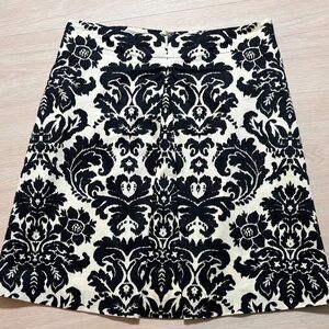 LOFT Black and Cream Floral Mini Skirt